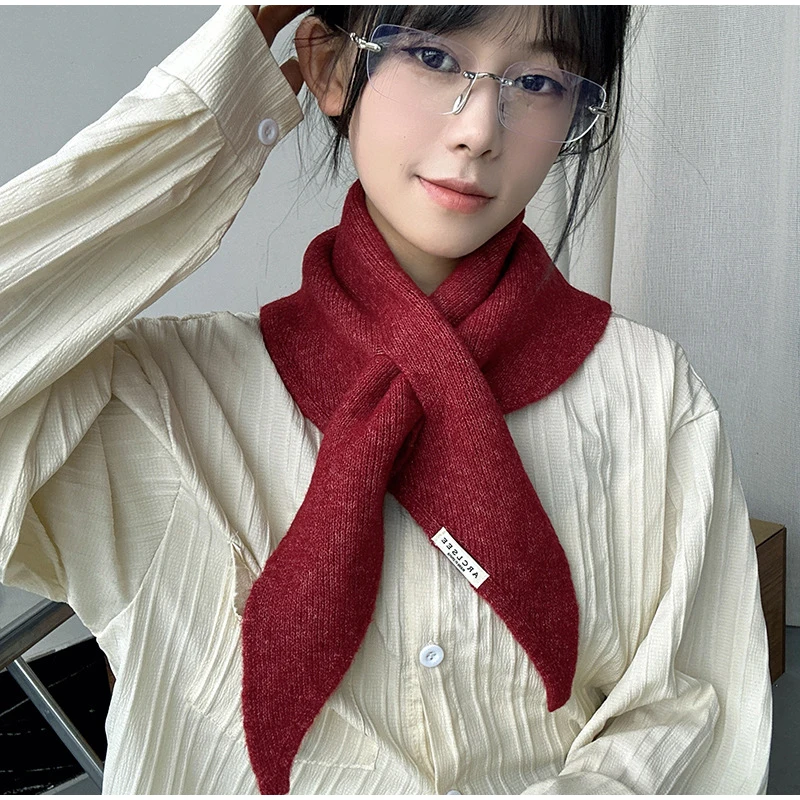 

Корейский однотонный вязаный треугольный шарф на осень-зиму, ветрозащитная теплая треугольная шаль, украшение, универсальный вязаный шарф
