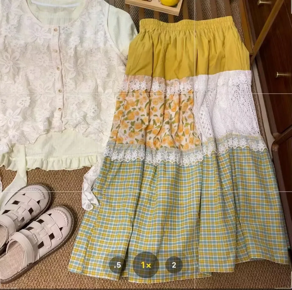 

Новая женская кружевная юбка 2026 года: пляжная, с завышенной талией, повседневная, А-силуэт, весна-лето, милая, с пэчворком