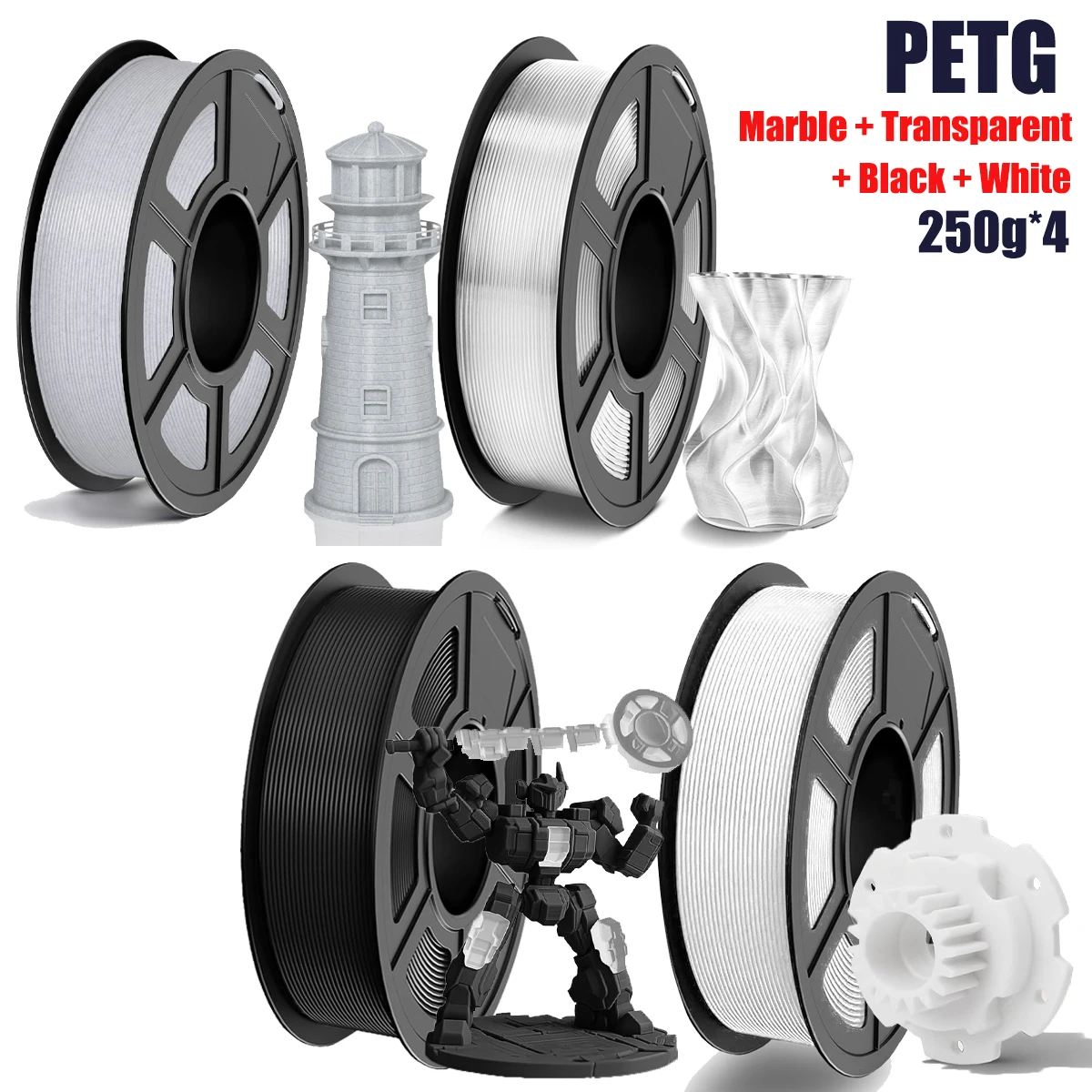 

Филамент для 3D-печати PETG, 1,75 мм, высокая точность, высокая прочность, допуск по размерам +/- 0,02 мм, подходит для большинства FDM 3D-принтеров.
