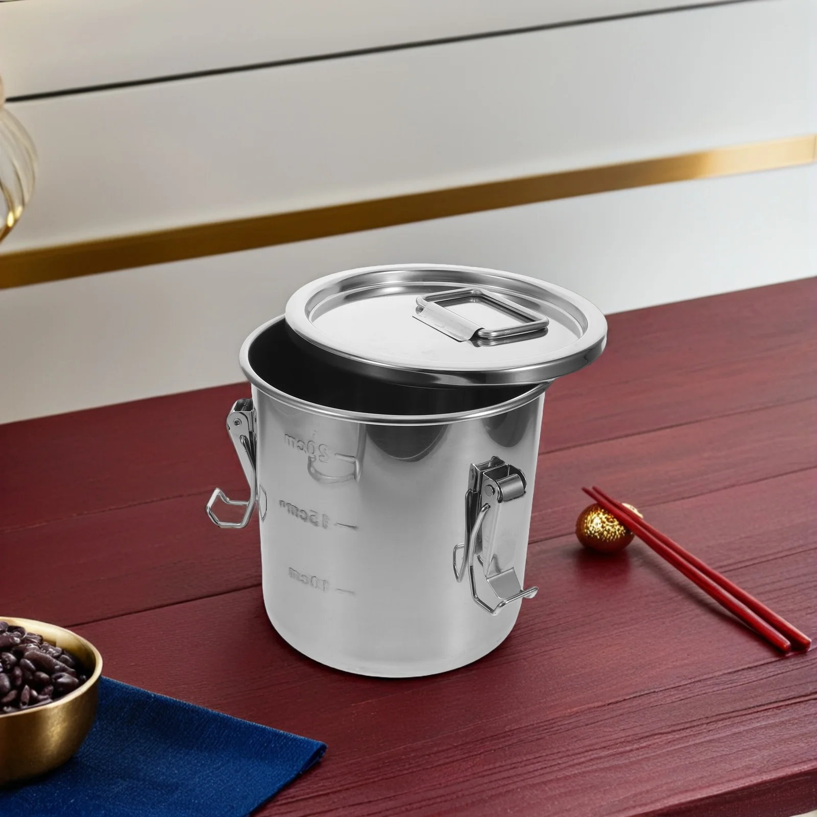 

Double Ear Sealed Jar Airtight Rice Container Bucket Silver Stainless Steel Dispenser