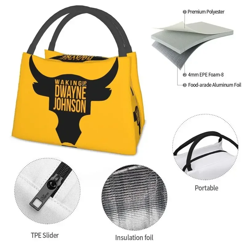 The Rock Dwayne Insulated Lunch Bag para mulheres, piquenique ao ar livre, Johnson Bull, Leakproof, refrigerador térmico, Bento Box