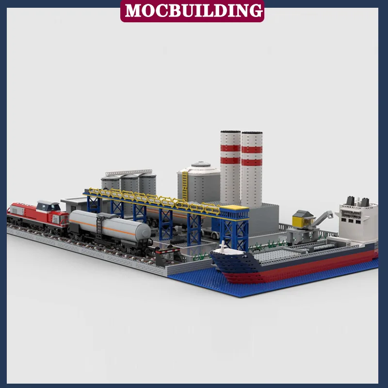 City Train Chemical Plant Model Building Block Assembly MOC Town Ship Building Puzzle Collection Series Toys