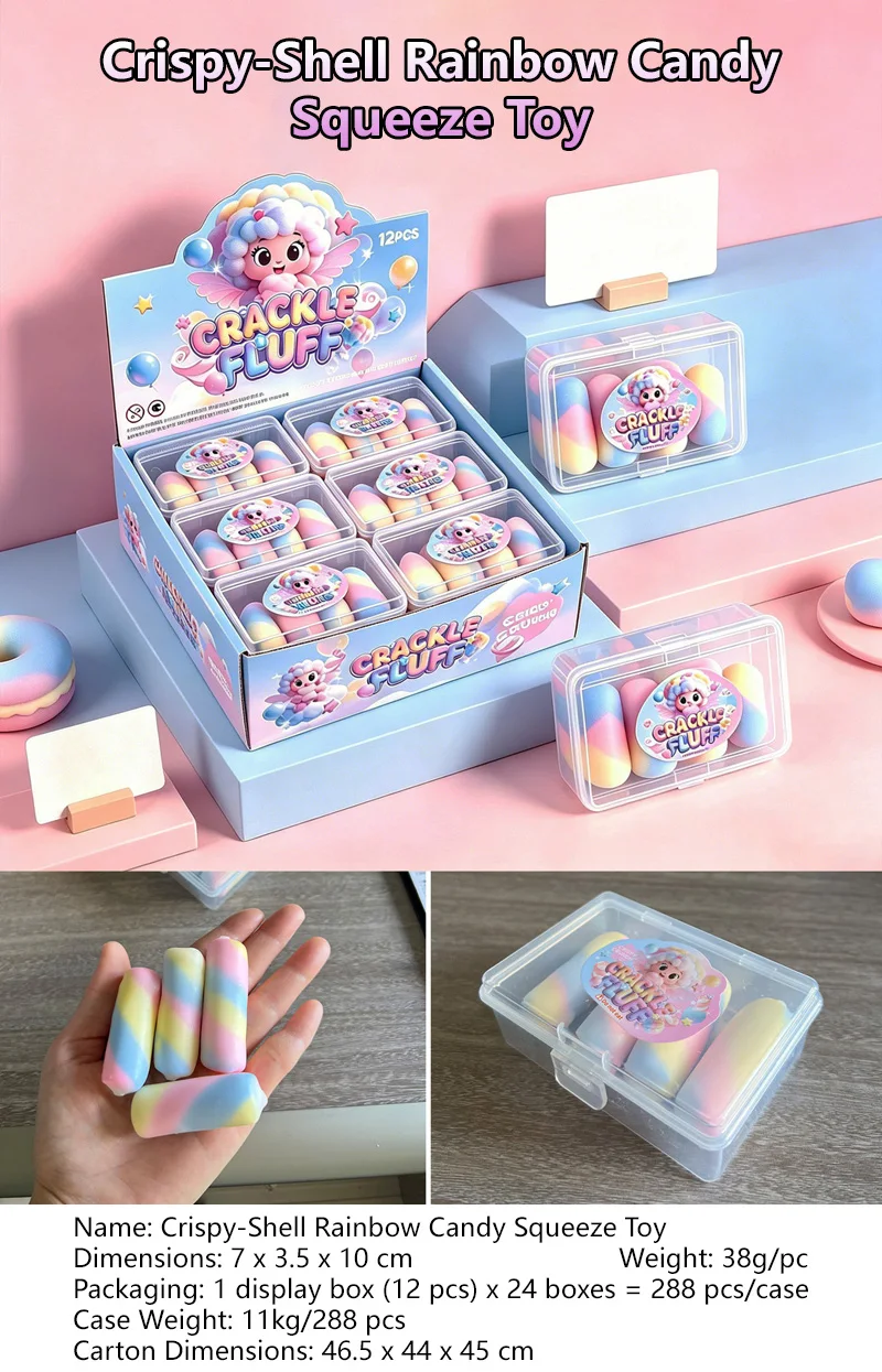 Knuspriges Quetschspielzeug Regenbogen-Bonbon Handgemachter Ball Fidget-Spielzeug Stressabbau Squishy Donut Quetschspielzeug Langsam zurückfedernd als Geschenk für Erwachsene