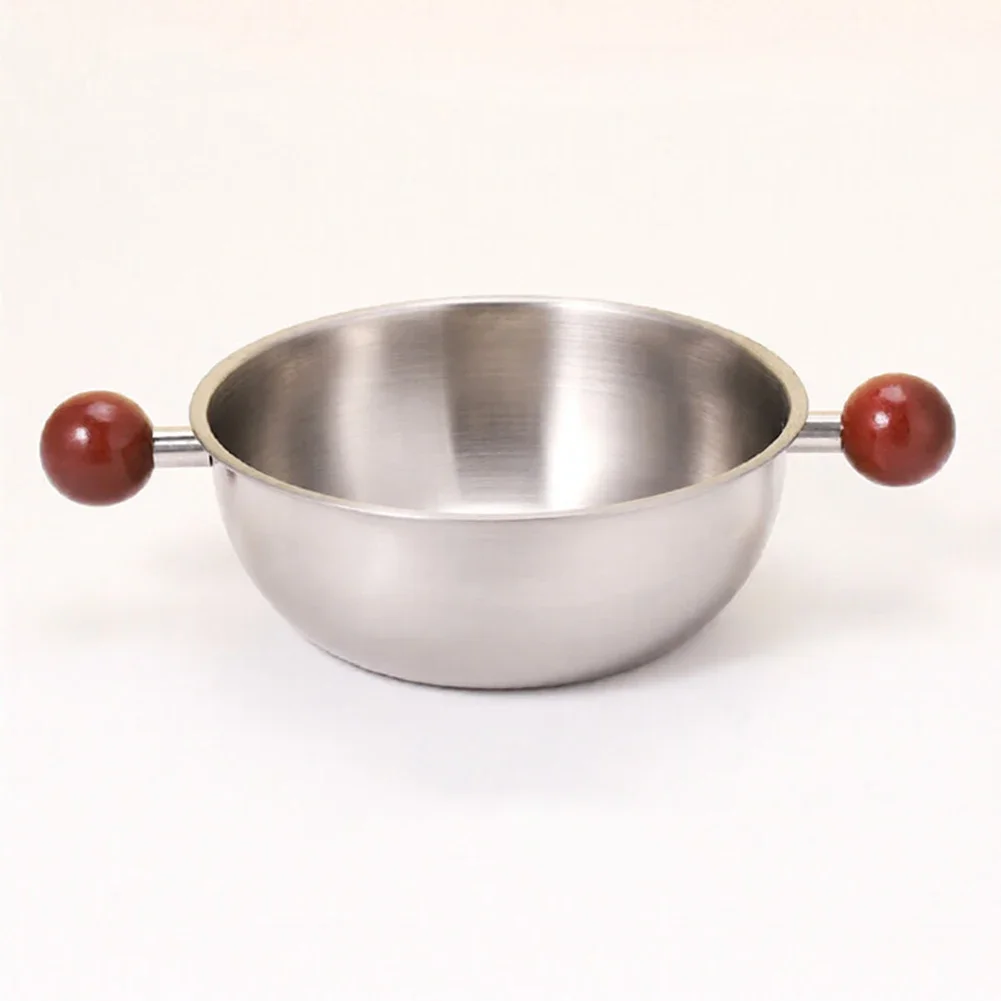 Compact Stainless Steel Frying Pan With Wooden Handle For Cooking Including Frying Eggs For Melting Butter Diameter 15cm