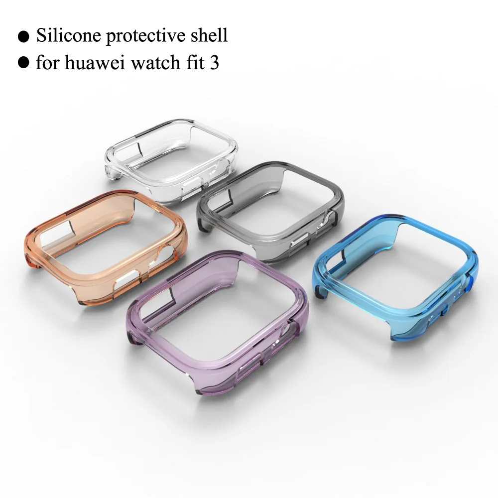 화웨이 워치 핏 3 스마트 워치 보호 케이스, 보호대 프레임, 소프트 크리스탈 클리어 TPU 케이스, 화웨이 핏 3 커버용