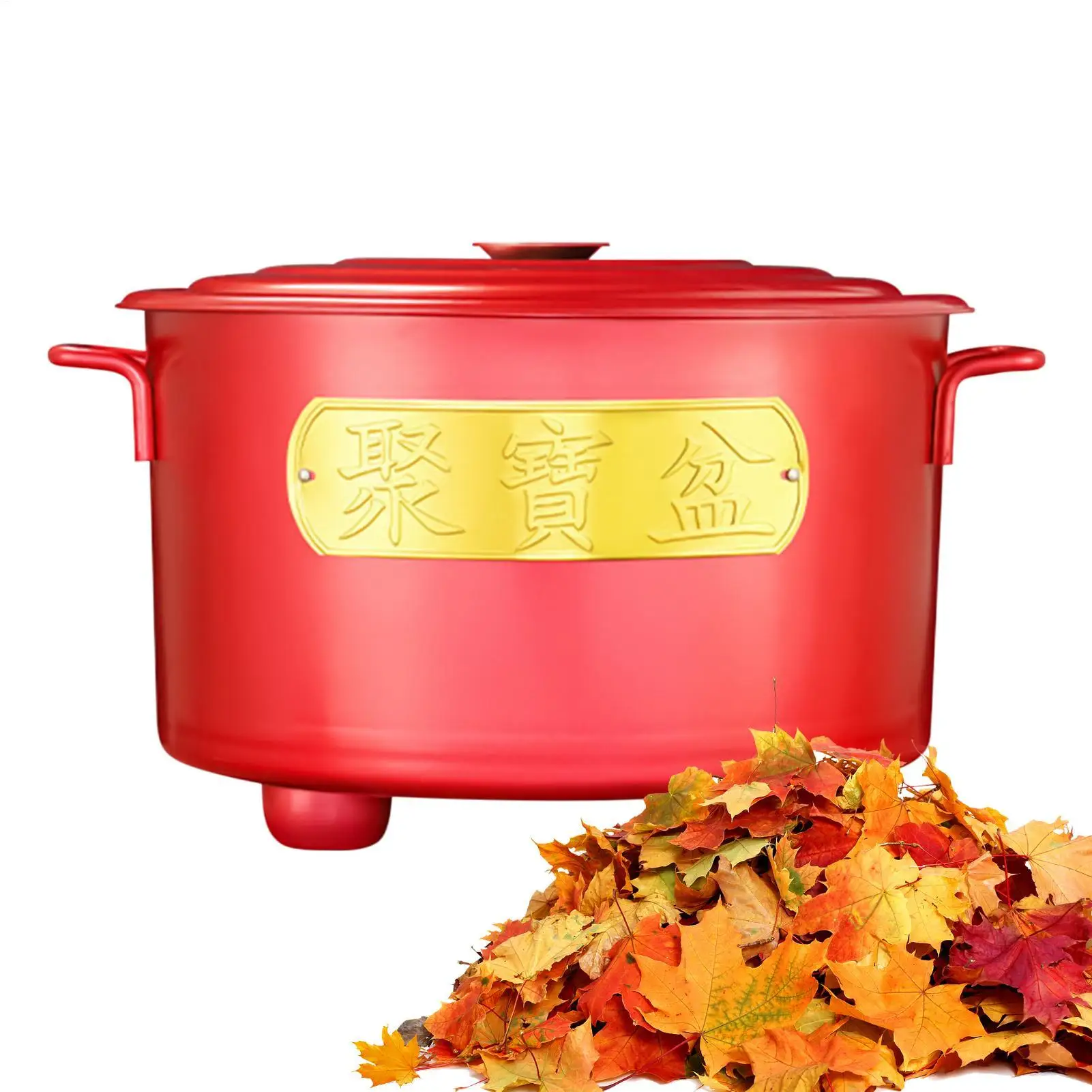 

Burn Barrels For Outside Heat-Resistant Incinerator With Handle Portable Paper Money Burn Bin With Lid For Wood Garbage Garden