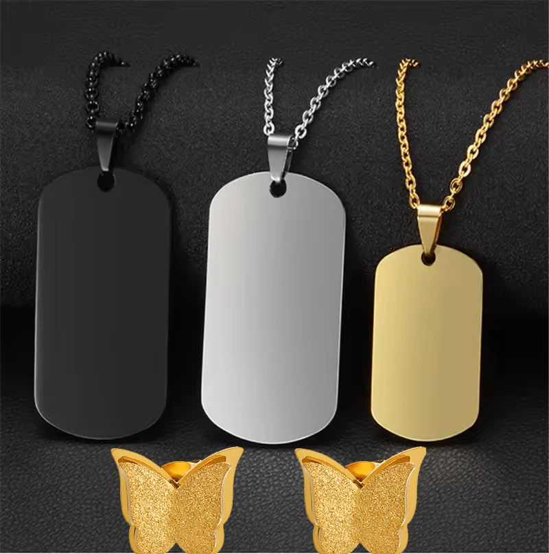 316L Stainless Fashion Military Brand Nameplate Dog Tag Engraving Custom Names Titanium Steel Necklace Not Fade