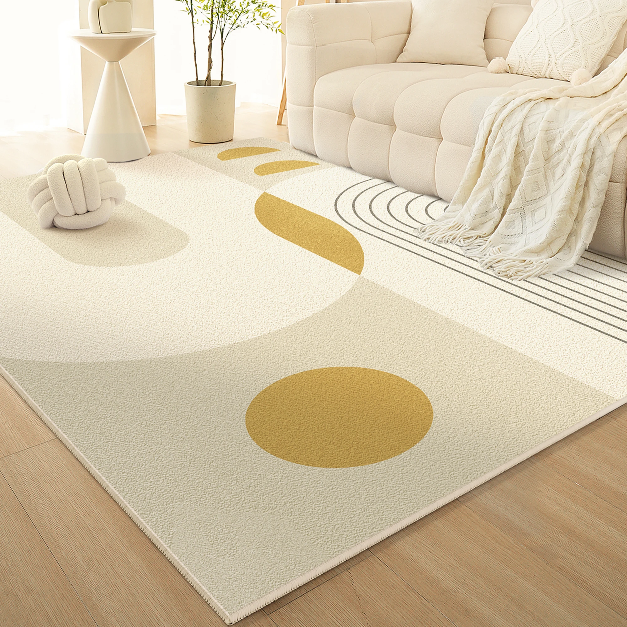 VIKAMA French Cream-Style Carpet, Living Room Sofa, Coffee Table Blanket, Anti-Slip Bedroom Bedside Floor Mat, Home Decoration