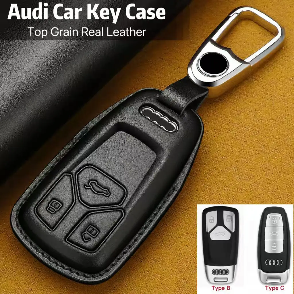 Custodia Per Chiave Auto In Vera Pelle Per Audi A4L A6L Q5L A7L A8L Q8 Q7 A5 R8 Portachiavi Cover-image