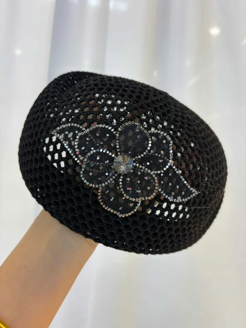 Elegante französische Blumen-Baskenmütze mit Aushöhlungen für Damen – Sommerliche koreanische Mode, süße, vielseitige Stewardess-Mütze, Künstlerhut – Detail 21