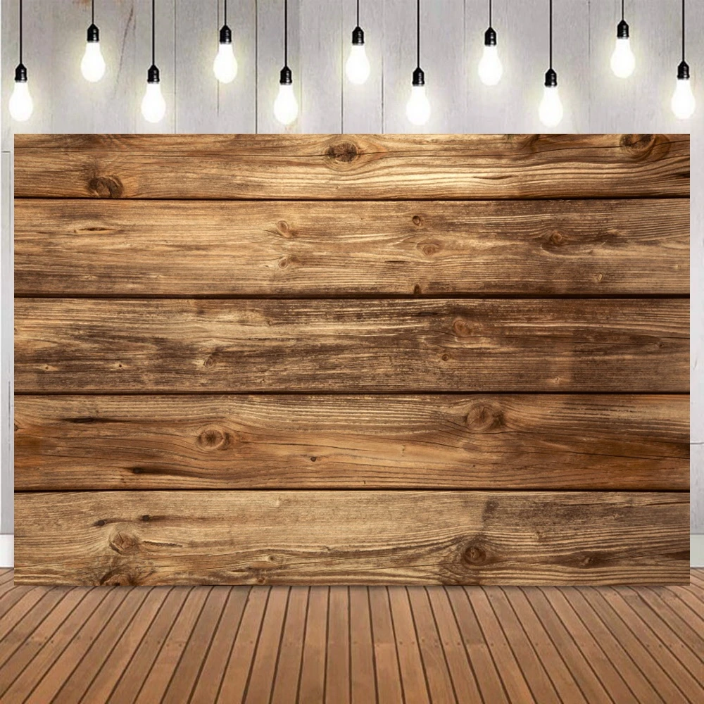 ไม้ผนังการถ่ายภาพฉากหลังสีน้ําตาลสีขาวสีเทาไม้ Baby Shower Birthday Party Decor พื้นหลัง Photobooth สตูดิโอ Props