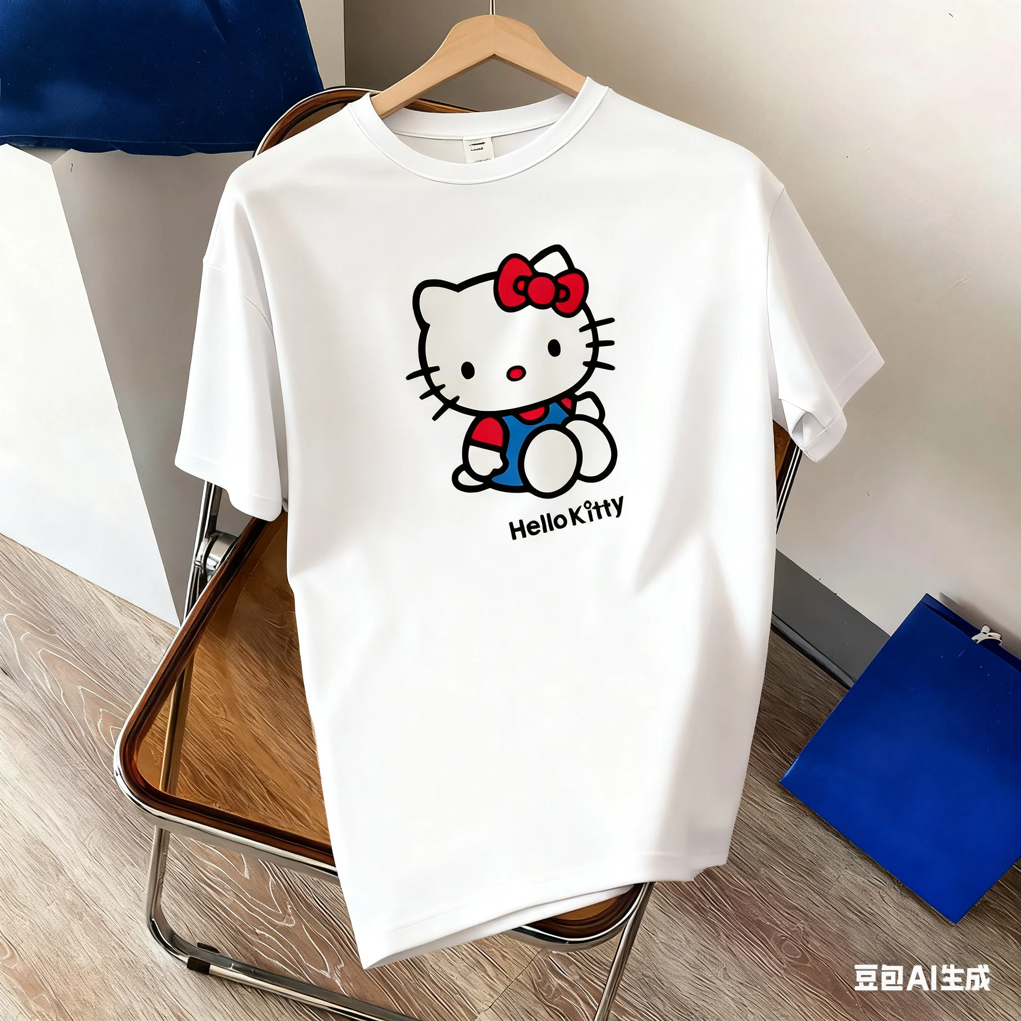 

2025 Cute Cotton Short Sleeve Katie Print Summer New Print Loose Top for Men and Women Adults and Children Ins