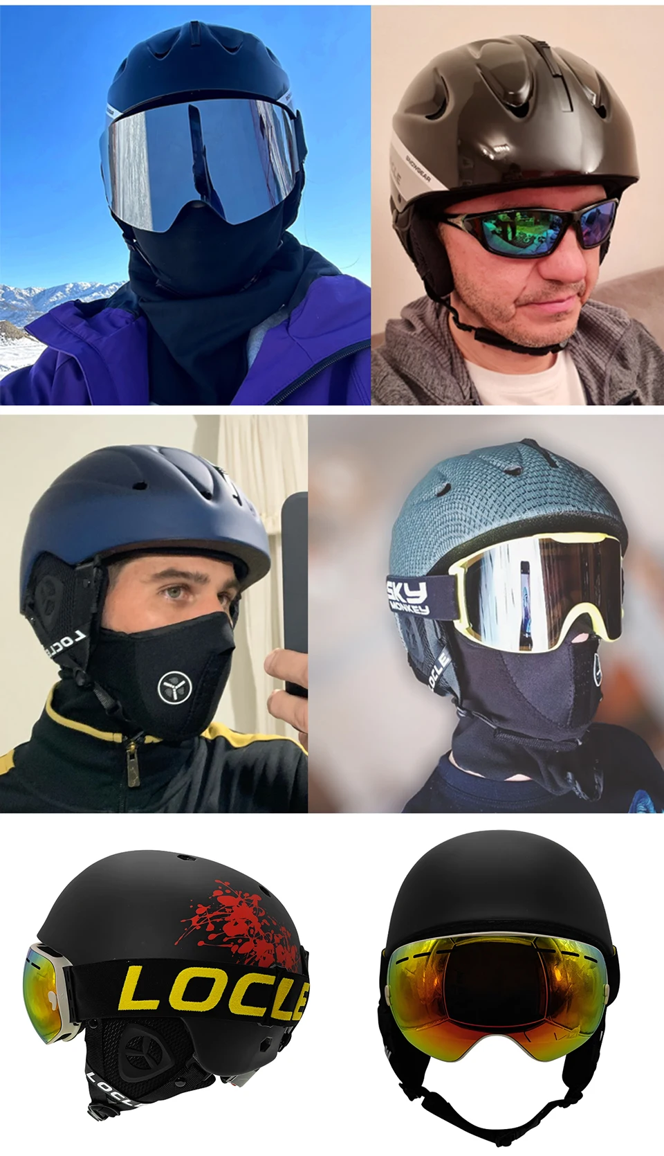 LOCLE Skihelm Herren Damen Integral geformter Kinder Kinder Skihelm Skateboard Ski Snowboard Motorrad Schneemobil Helm – Detail 3