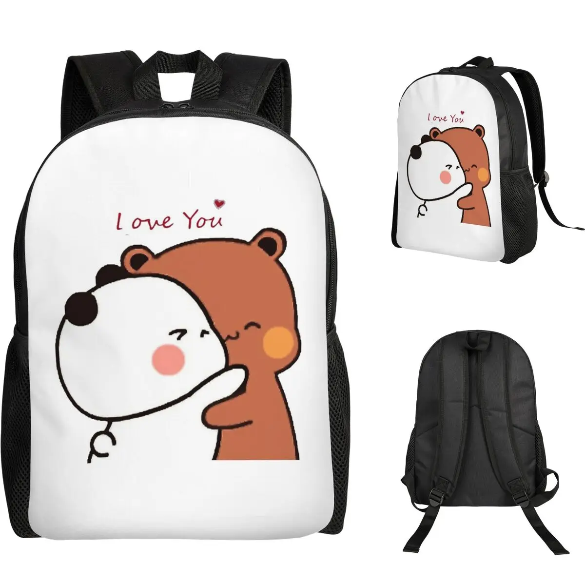 

Bubu Dudu Panda And Brownie Bear Couple Backpack Student Boys Girls BookBag School Bag Computer Shoulder Bags