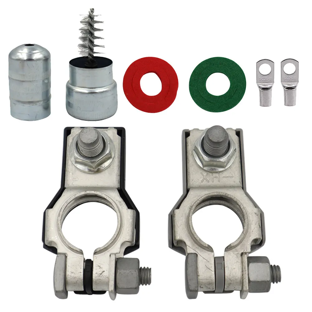 

1Set Car Terminal Clamps Sturdy Tinned Copper Quick Disconnect Clamp for Vehicle Grounding Extension Auto