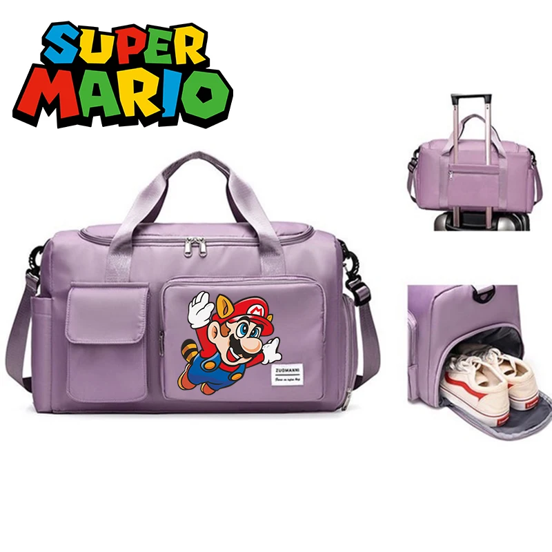 New Super Marios Anime Handbag Travel Bag Large Capacity Clothing Storage Bag Gym Luggage Bag with Shoe Cabinet Portable Handbag