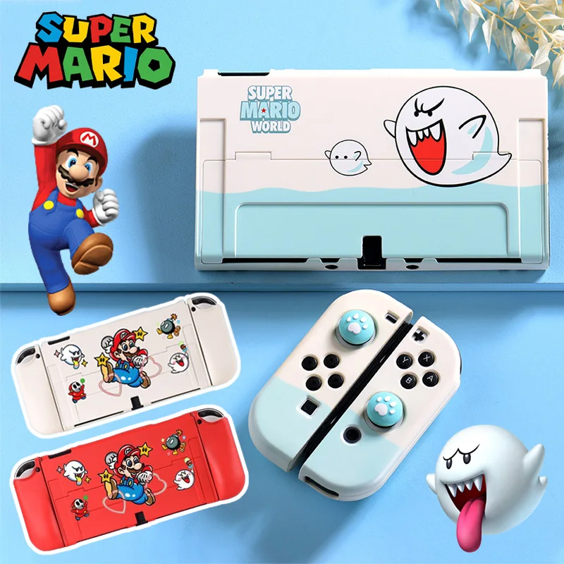 Super Mario Soft TPU Anime Skin Protective Case for Nintendo Switch OLED Joy-Con Controller Protection Back Housing Shell Cover