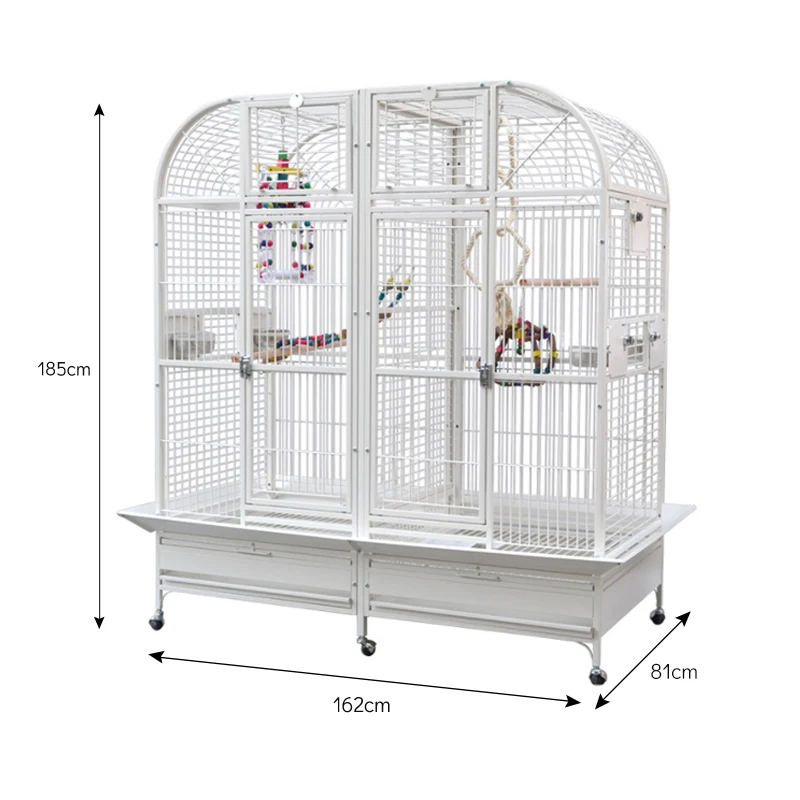 Large Parrot Cage Stainless Steel Strong Bird Breeding Flight Cage For Parrot Macaw With Wheels And Tray