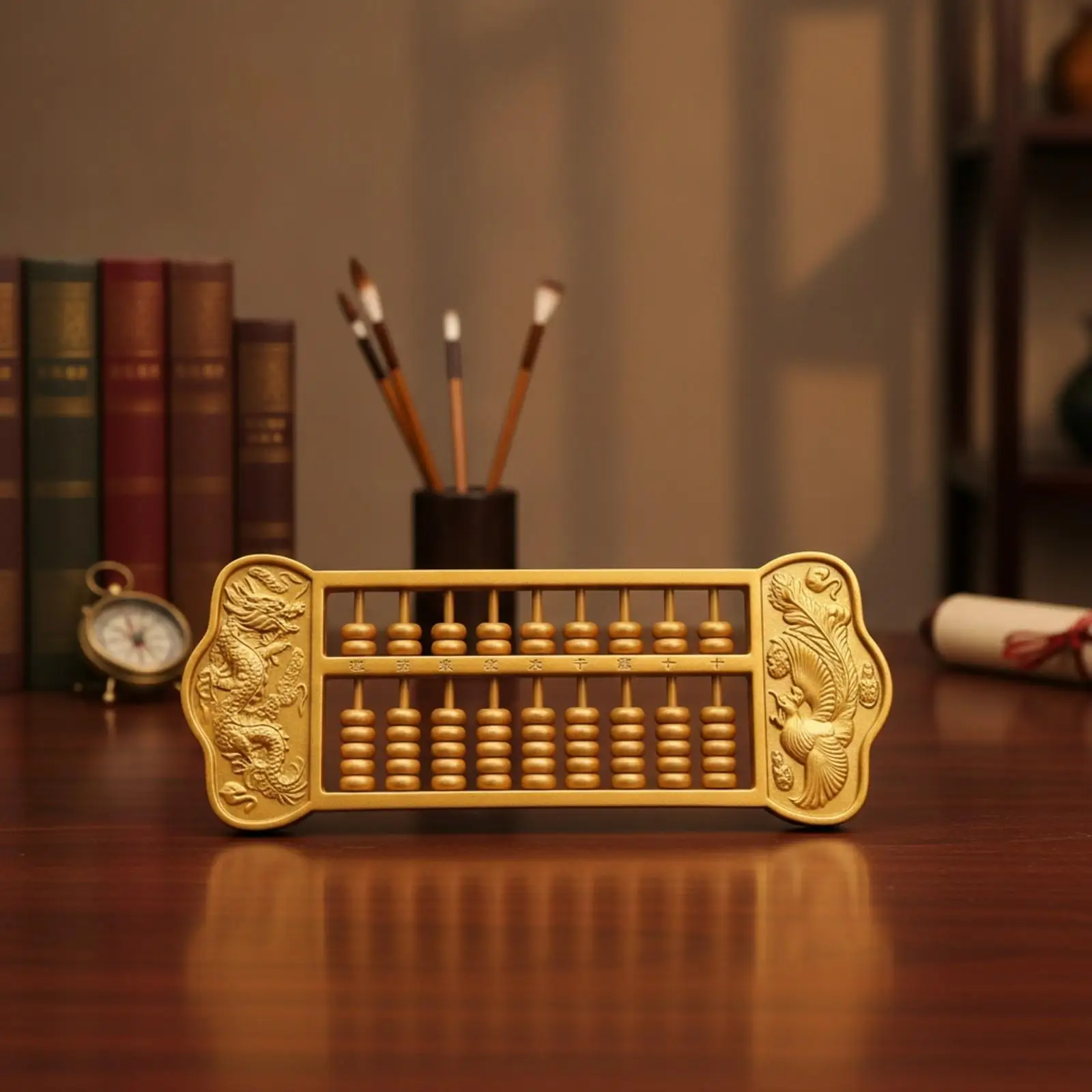 Chinese Abacus Art Decor Metal Alloy for Office Desk Shelf Feng Shui Symbol Prosperity Gift