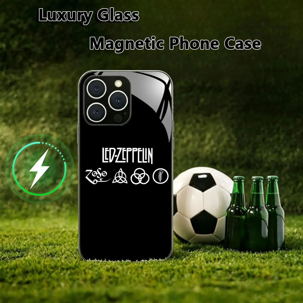 Чехол для телефона Band L-led Z-zeppelin ROCK для iPhone 17 Air, 16, 15, 14, 13, 12, 11 Plus, Mini, Pro, Max, стеклянный, магнитный