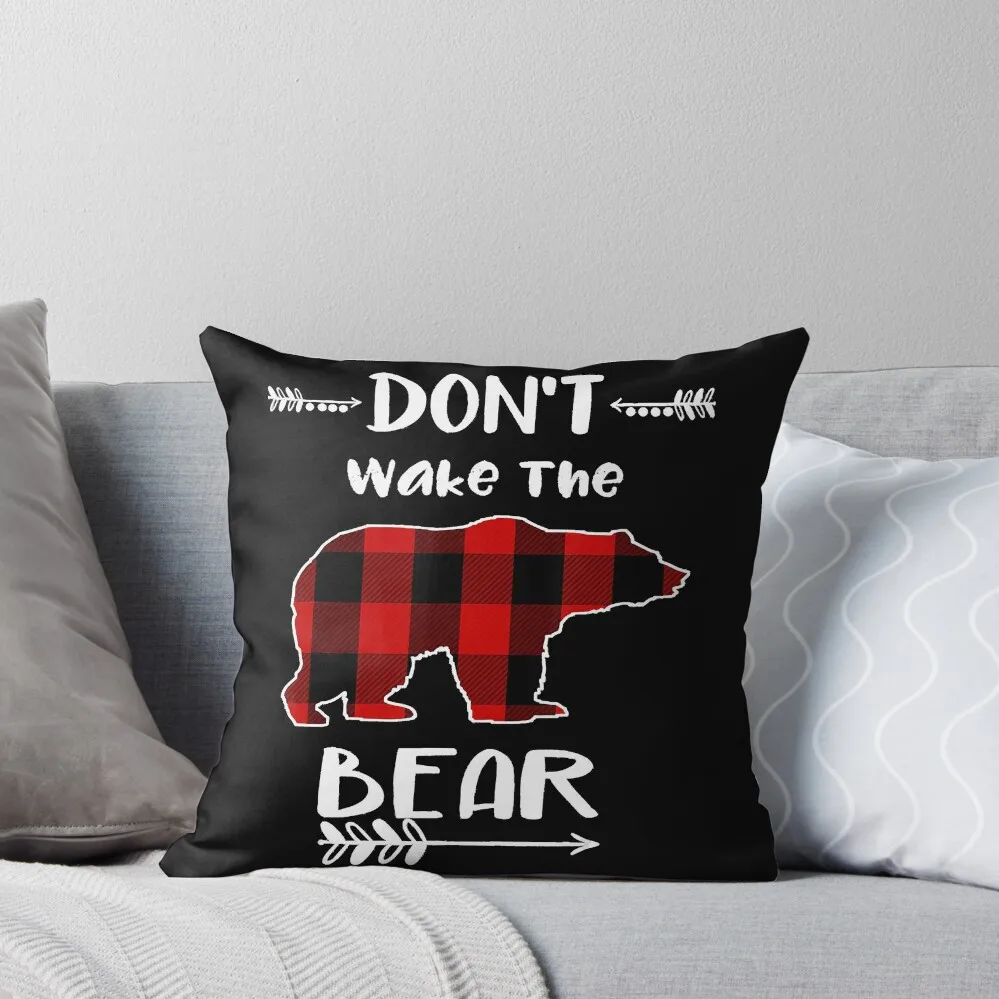 

Don't Wake The Bear Black Red Buffalo Plaid Bear Throw Pillow Plaid Sofa Bed pillowcases pillow