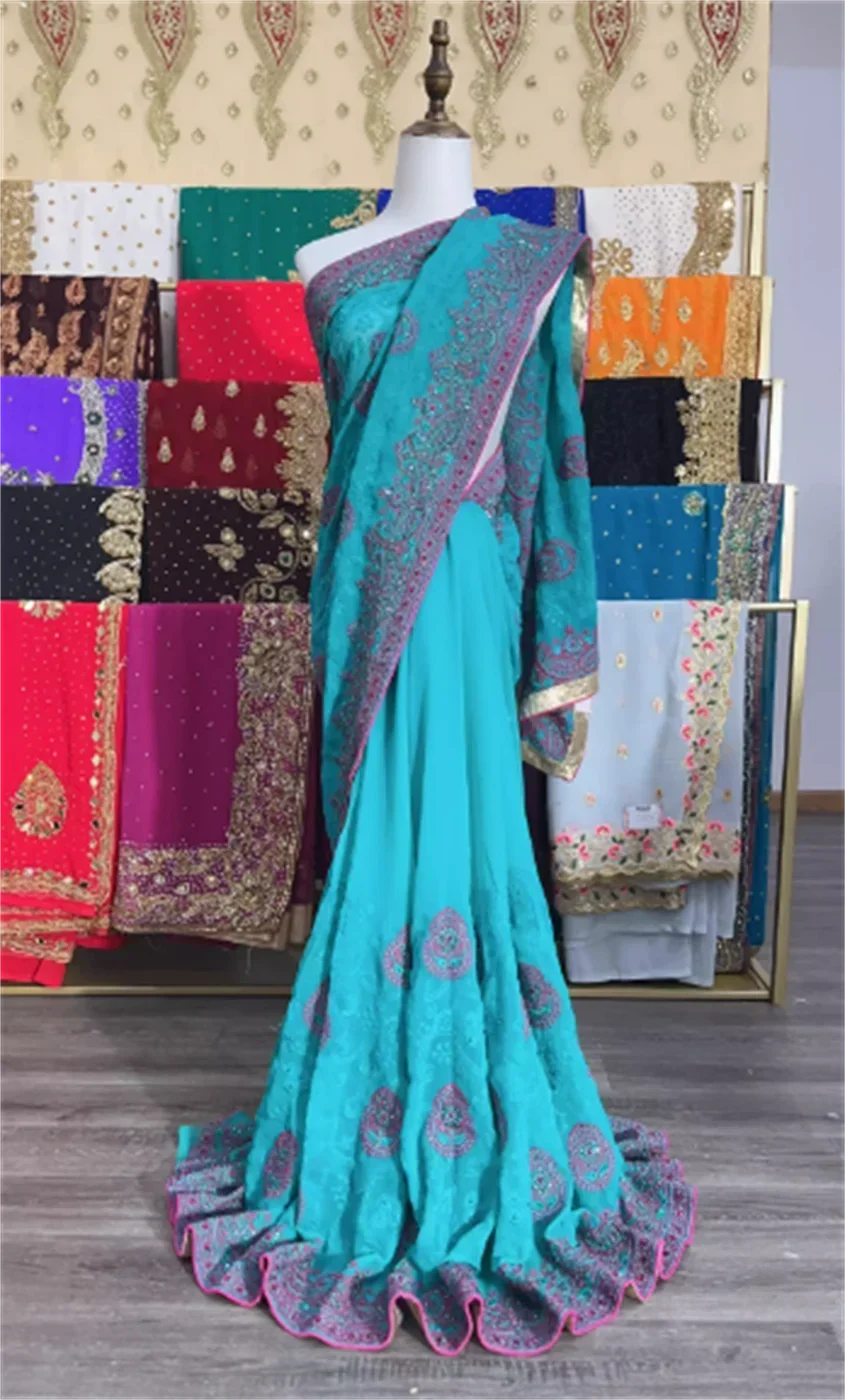 Imported Embroidered Beaded Sari Clothing from India