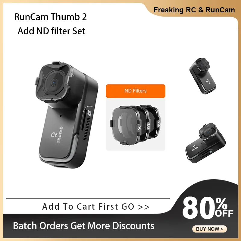 RunCam Thumb 2 Ultra Light FPV Action Camera, 4K 60fps Video Recording, Only 27g Light Weight Model Aircraft Camera For FPV Dron