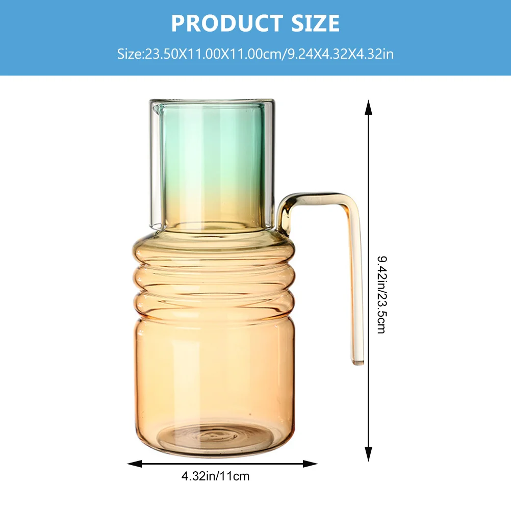 مجموعة واحدة من إبريق المشروبات الباردة ذات السعة الكبيرة من الزجاج الشفاف مع كوب متعدد الوظائف لمطعم المكتب المنزلي