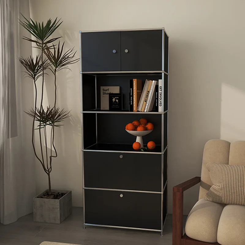 Modular cabinet Stainless steel wrought iron assembly cabinet Household living room storage bucket