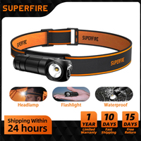 New SUPERFIRE LED Headlamp USB C Rechargeable 90° Headlight Mini 18650 Flashlight with Indicator Magnet Tail, Head Flash Light