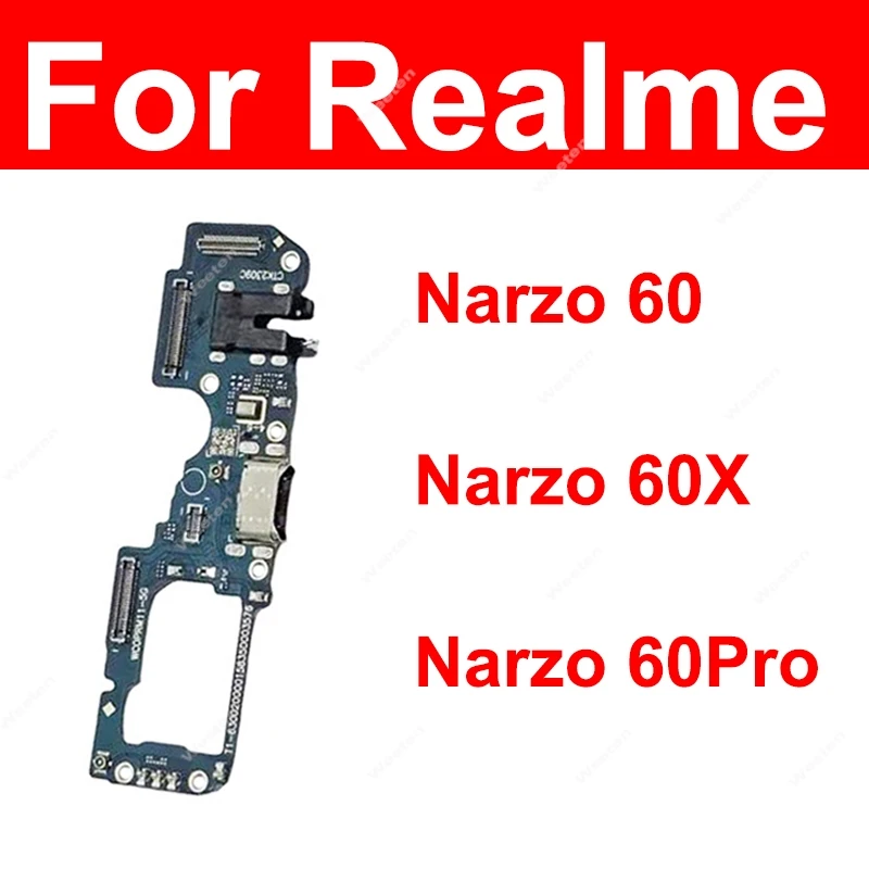 

USB-плата для зарядки Realme Narzo 60 60 Pro 60X 5G, USB-порт для зарядного устройства, разъем USB-док-станции, детали гибкого кабеля