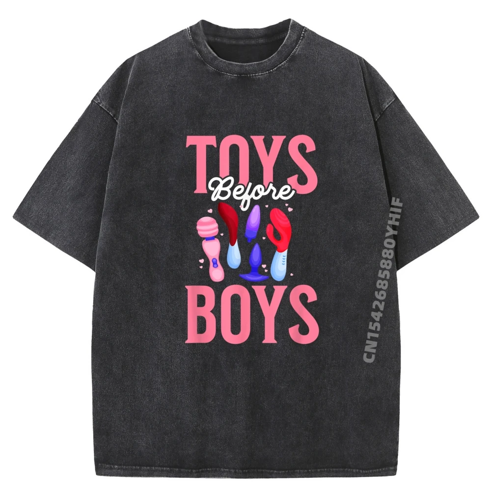 

Toys Before Boys Funny Adult Funny Normal Graphic T-shirts For Men Casual Washed T-Shirt Breathable Men's Fashion Graphic Tee