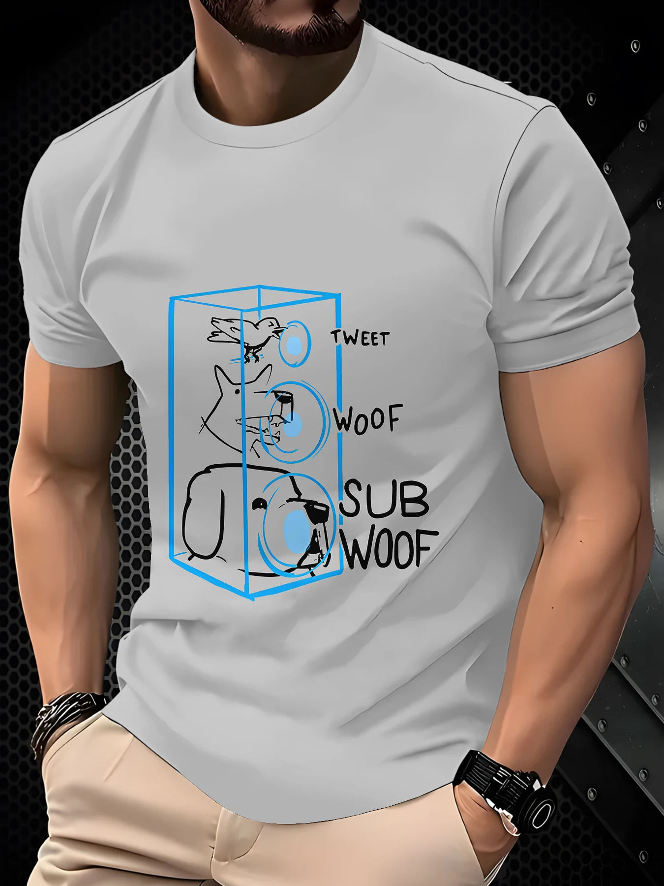 Casual Men Line Drawing Animal Graphic Basic Short Sleeve Top