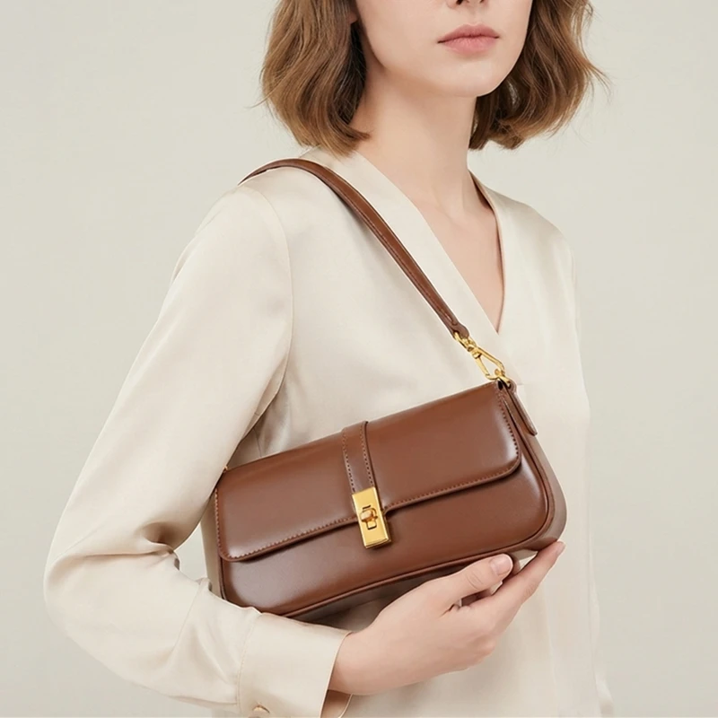 Leather Work Handbags For Women - BURMINSA Genuine Leather Crossbody Bags For