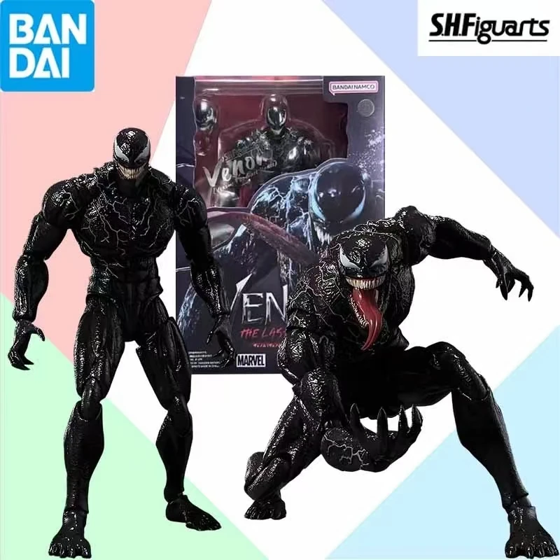 

Original box Bandai SHF In shock MARVEL VENOM THE LAST DANCE Figure Finished Model kit Anime full Action Toy Gift for kids set