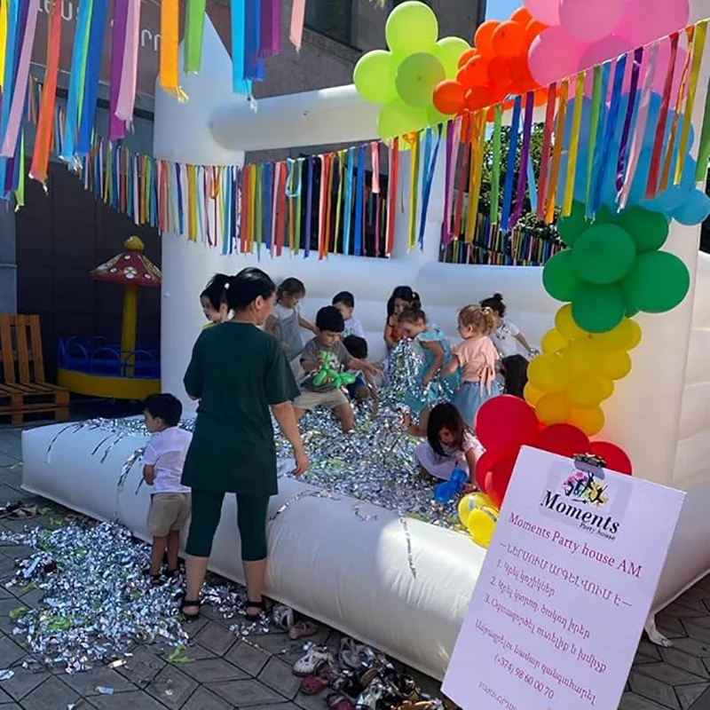 4M PVC Weiß Hüpfburg Mit Gebläse Aufblasbare Türsteher Kinder Indoor Outdoor Springen Spielhaus kommerzielle Party Miet Ausrüstung