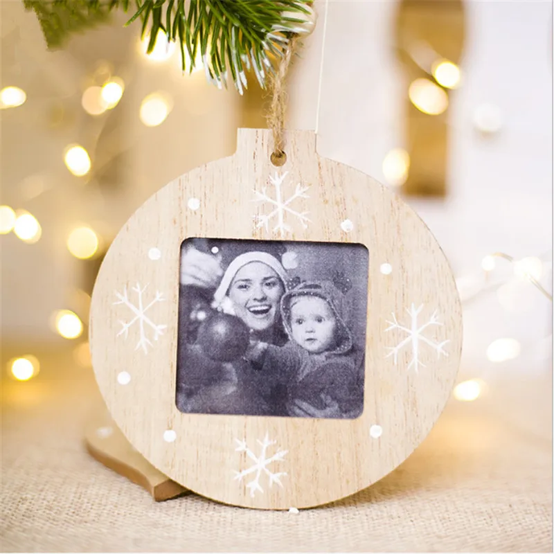 1pcs Wooden Christmas Tree Pendants Xmas DIY Photo Frame Ornaments Christmas Ornaments Christmas Decorations for Home Navidad