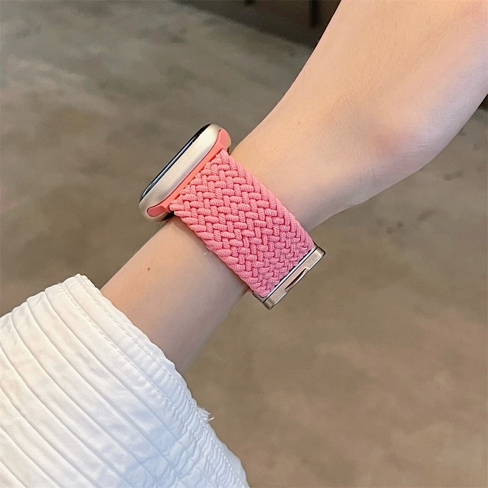 Apple Watch用ナイロン編組弾性バンド、かわいいガーリー、磁気バックル、ウルトラシリーズ9、8、se、7、6、5、4、3、44mm、40mm、45mm、41mm、49mm、42mm、38