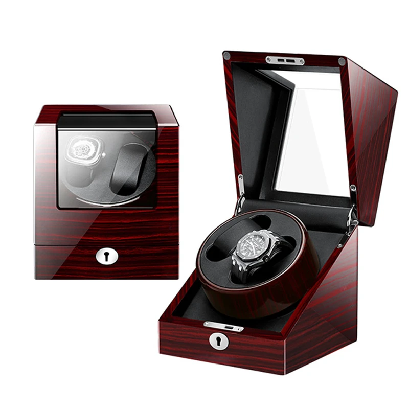 

Battery Watch Winder Case 2 Slots Luxury Wooden Quartz Mechanical Watches Storage Box Automatic Winding Display