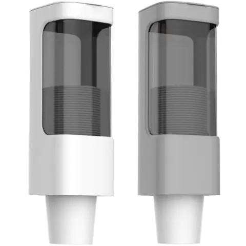 1/2Pcs 3-5oz Wall Mounted Paper Cup Dispenser Plastic Adhesive Pull Type Cup Holder Dust Proof Cup Organizer for Kitchen Office