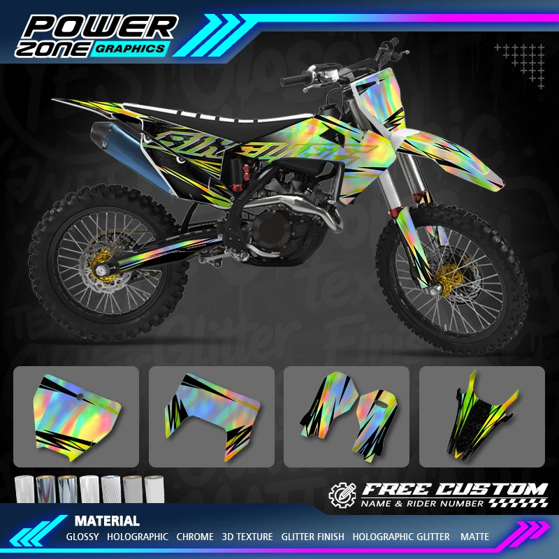 PowerZone Chrome Graphics Stickers For Husqvarna 2019 2020 2021 TC FC TX FX FS 2020 2021 2022 2023 TE FE Holographic 150