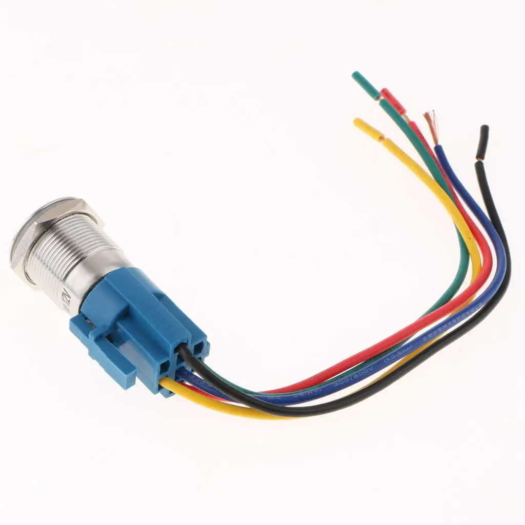 Push Button Switch 12V Blue LED Momentary Metal Emergency Hazard Warning for Car Flash Lighting System