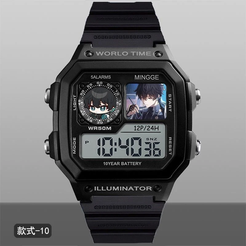 혼카이:스타 레일 전자 시계 - 방수, 타이밍 알람 시계, 패션 시계 실버 울프 카프카 3월 7일 팬 생일 선물