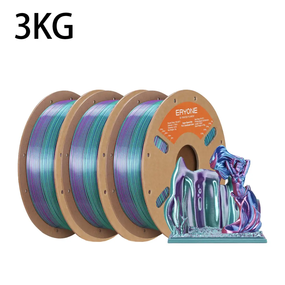 ERYONE Hyper Speed Quad Color Silk PLA 3 pack (3kg), Aurora Dream.