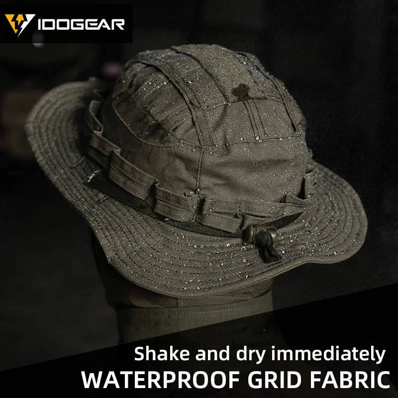 IDOGEAR التكتيكية Boonie قبعة الغابة قبعات للحماية من الشمس قابل للتعديل تنفس واسعة حافة قبعة لصيد الأسماك 3623