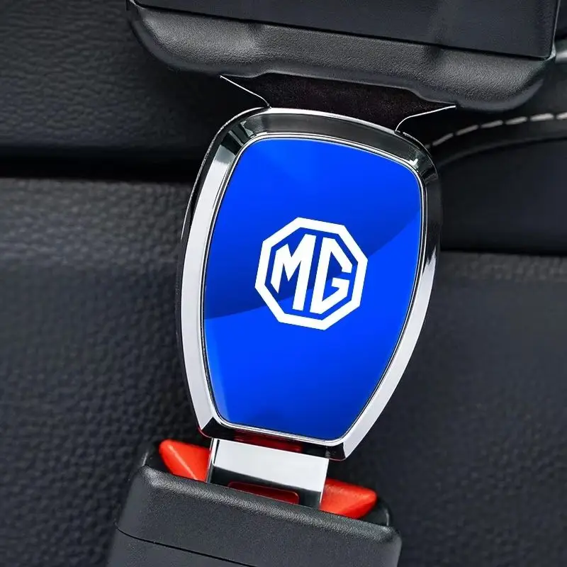 MG Logo Metal Seat Belt Extender Safety Buckle Extension Clip For MG Mulan ZS HS MG5 MG6, Mirror Finish Seatbelt Adapter Car Int