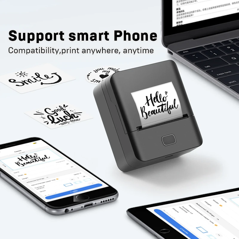 KAYSION-impresora de etiquetas inalámbrica, máquina de etiquetas térmicas Bluetooth sin tinta, máquina adhesiva de etiquetas, patrón DIY, código de barras, código QR