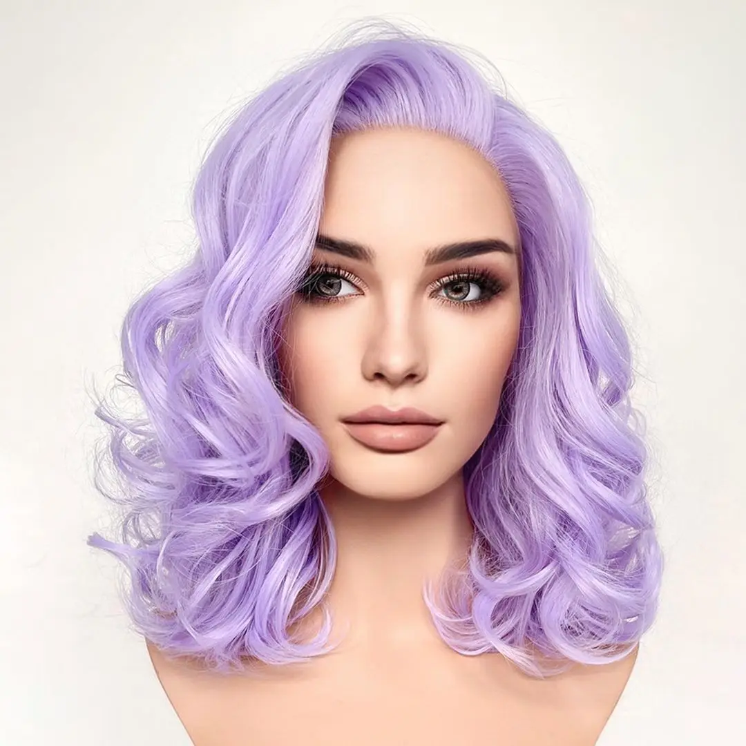 Loose Wave Short Bob Purple Blonde Glueless Lace Front Synthetic Hair Wigs for Women Glueless Transparent High Qulaity Lace Wigs