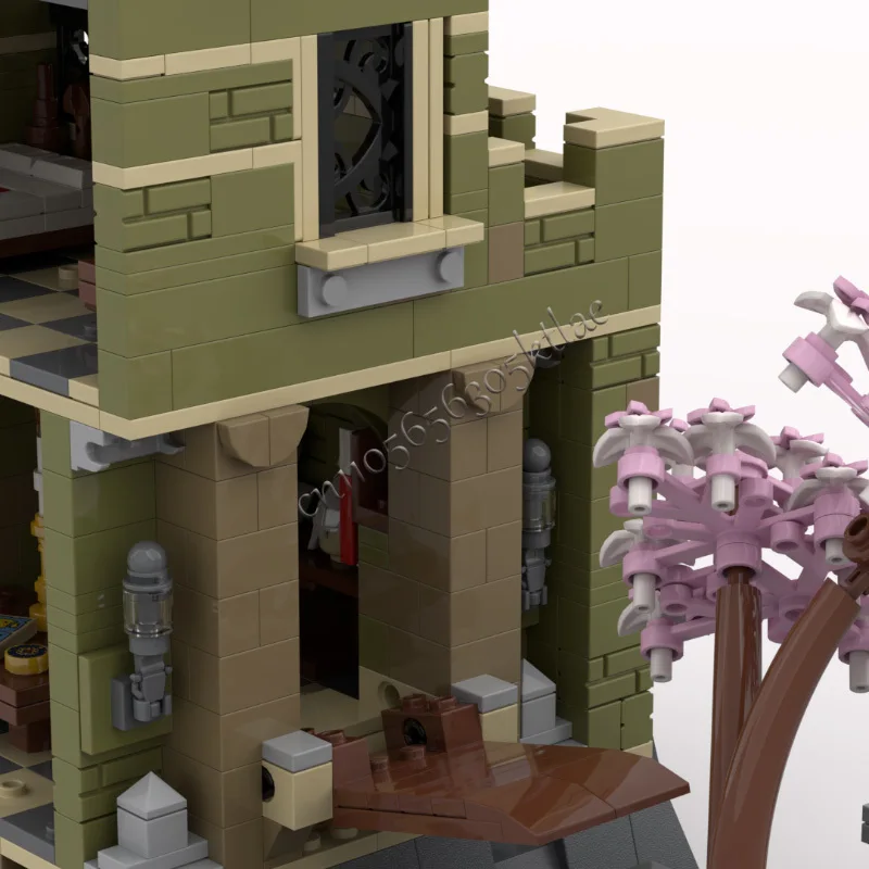 1323개 조각 하우스 스트리트 중세 산성 성 MOC 맞춤형 모듈식 블록 모델 창의적 디자인 DIY 생일 장난감 선물