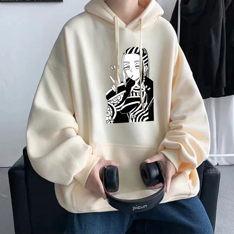 Japan Anime Tokyo Revengers Wakasa Imaushi Hoodies Women Vintage Black White 90s Manga Fashion Pocket Warm Couple Sweatshirts